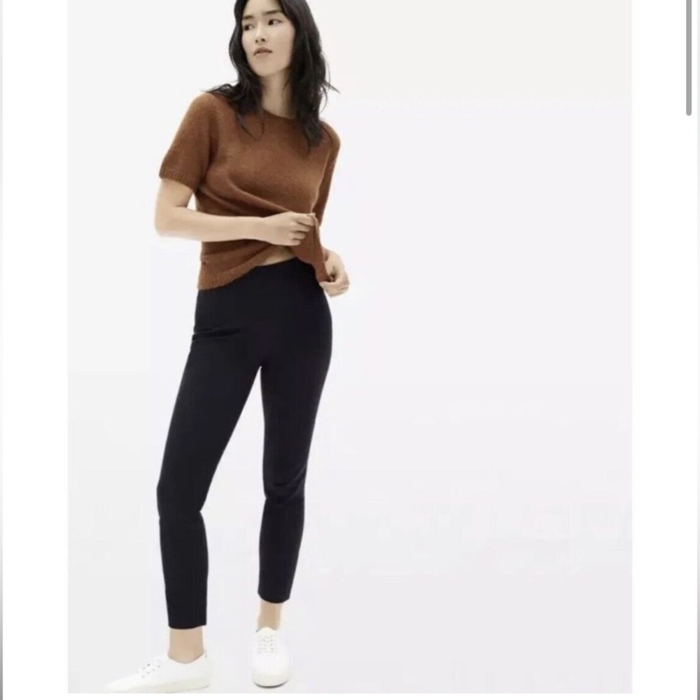 Everlane Womens Size 0 The Side-Zip Stretch Cotton Pant Black Work Trousers